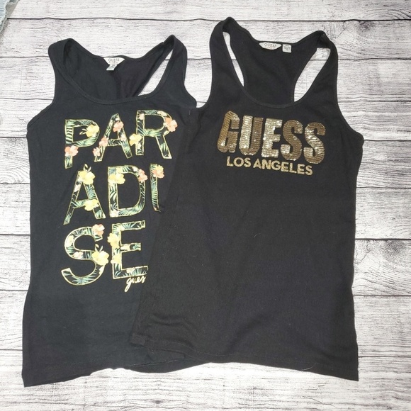 Guess tank tops 2  FOR 15$. FIRM. USED SIZE M. - Picture 1 of 8